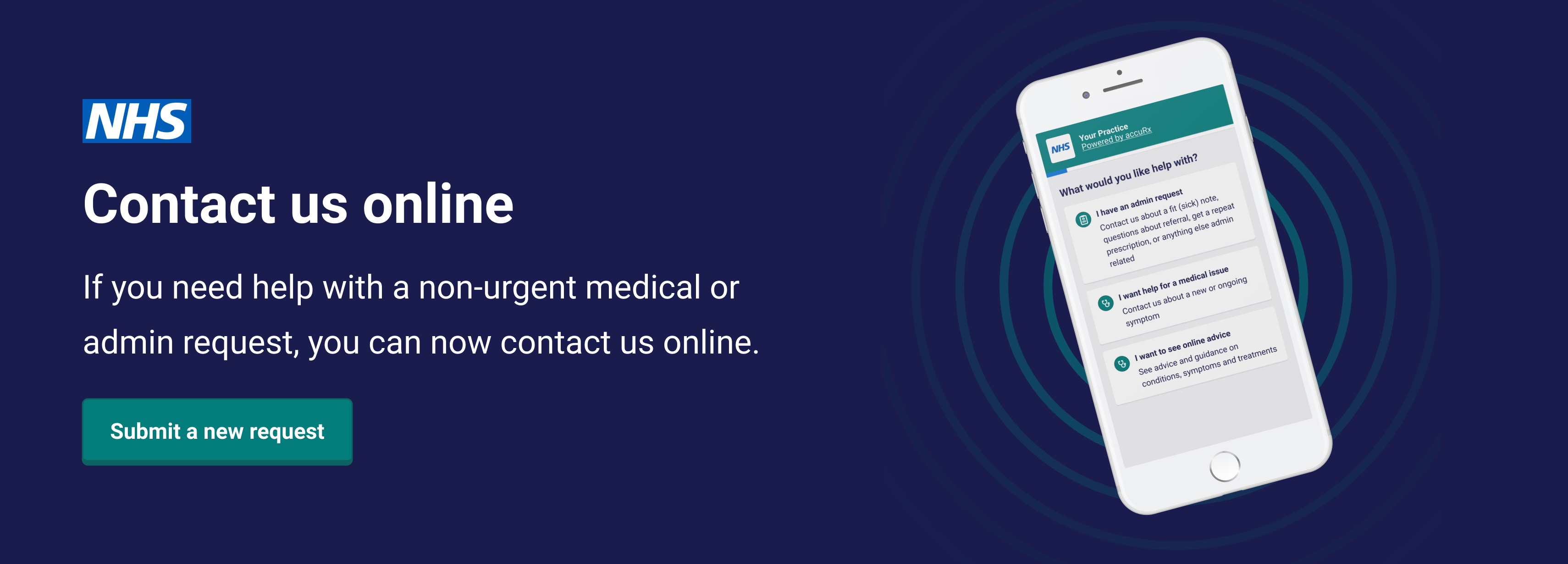 Contact us online for help with a non-urgent medical or admin request